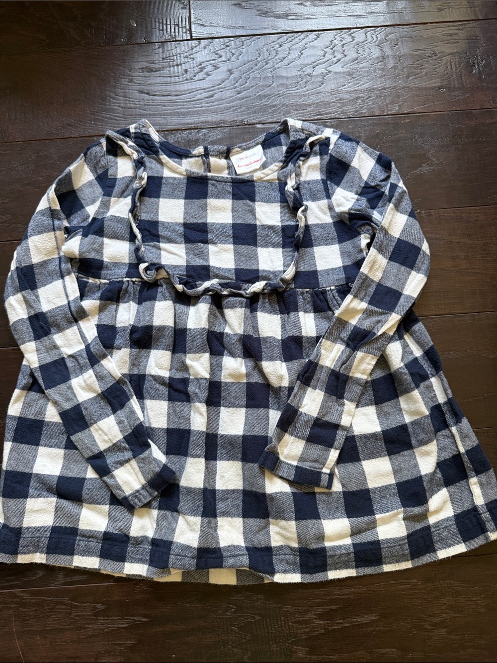 Hanna Andersson Children's Navy and White Gingham Long-Sleeve Dress